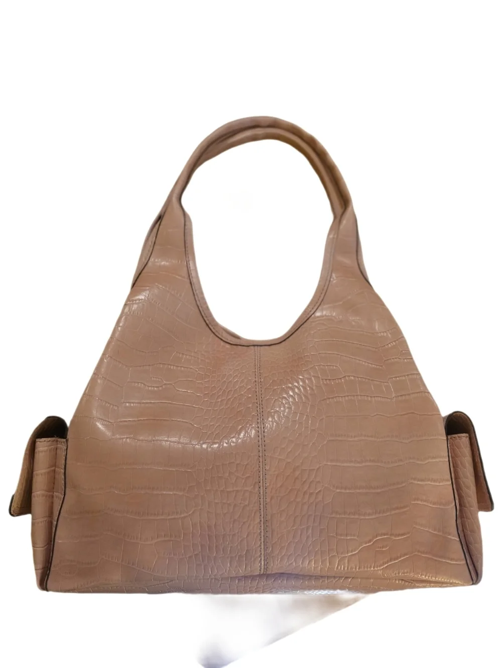 Vintage Villager Liz Claiborne Blush Pink Croc Embossed Shoulder Bag Tote